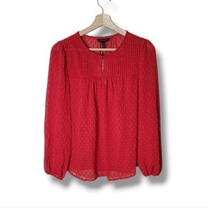 Banana Republic Red Blouse In Swiss Dot Size SP NWT